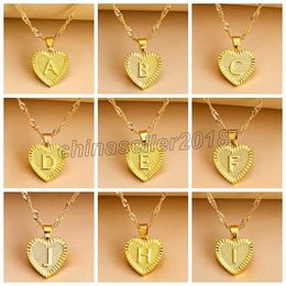 Letter Love Heart pendant necklaces English Initial Necklace Gold Chains for women fashion jewlry gift