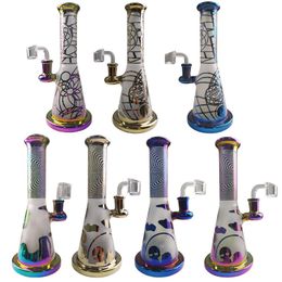 High Quality 9 Inch Hookahs Showerhead Perc Glass Bongs Rainbow Colourful Oil Dab Rigs 14mm Female Joint Water Pipers ZDWS2005