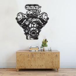 Large Car Engine Motor Wall Sticker Garage Auto Service Car Repair Machine Wall Decal Vinyl Decor 210308