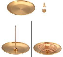 Factory 3 in 1 Stick Incense Burner, 5.5 Inch Brass Incenses Holder, Alloy Cone Ash Catcher for Indoor Outdoor Use