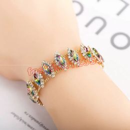 Fashion Wedding Jewelry Rhinestone Charm Bracelets Bangle Crystal Horse Eye Bracelet For Women Bridal Jewellery Accessories