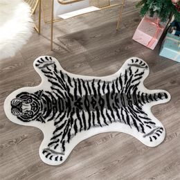 Special Offer tiger printed Rug Cow Leopard Tiger Printed Cowhide faux skin leather NonSlip Antiskid Mat Animal print Carpet 210301