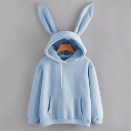 Women's Hoodies & Sweatshirts Women Young Girl Fall Cute Clothes Long Sleeve O-Neck Casual Big Pocket Pullover Ears Hat Female Warn So