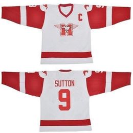 Thr SUTTON YOUNGBLOOD Movie Hamilton MUSTANGS Ice Hockey Jersey Blank 9 SUTTON 10 YOUNGBLOOD Jerseys Custom Any Name Number White vintage