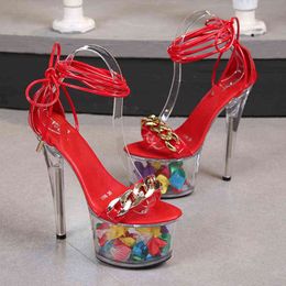 Sandals Platform high heels feminine women's shoes ladies summer stiletto high heels open toe new fish mouth buckle sandals 220309