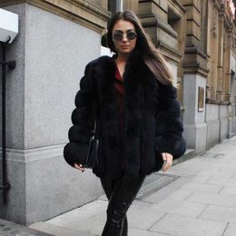 New Autumn Winter Fur Coat Women Clothes High Quality faux fox Fur overcoat Plus Size Thicken Warm Long Coats Female Y0829