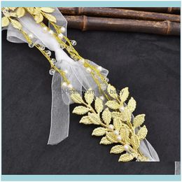 Hair Jewelryhair Clips & Barrettes Fashion Gold-Plated Leaf Headband Crystal Pearl Bridal Wedding Headdress Ornament Crown Jewellery Drop Deli