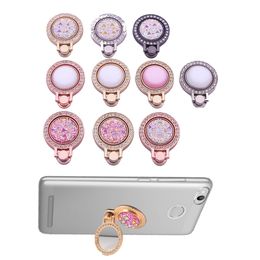 Diamond Ring Phone Holder Universal Luxury Gemstone Bling Metal Finger Round Rhinestone Stand Buckle For All Smartphone Support Anti-Fall