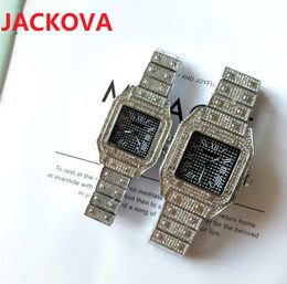 Famous classic designer Full Stainless Steel Wristwatch Luxury Fashion Crystal Diamonds Ring Men Watches Women Square dial Ladies quartz watch wholesale