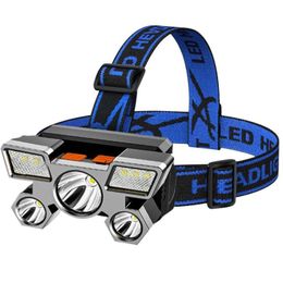 Headlamps Strong Headlight Led Five-head Aircraft Light/mini Usb Rechargeable Head-mounted Outdoor Miner's Lamp