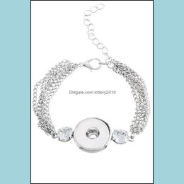 Charm Bracelets Jewelryfashion Charming Crystal Chains Metal Bracelet 15Cm Adjustable Fit 18Mm Snap Buttons Jewelry Wholesale Sg00951 Drop D