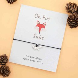 New Fox Friendship Bracelet Cute Fox Funny Card Bff Gift Animal Jewellery