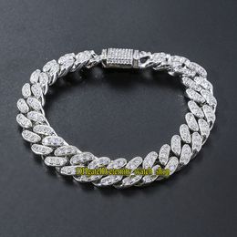 2021 Style Selling Hip-hop Bracelet In Europe and America Full Diamond 13mm Single CZ Diamond Cuban Chain Iced Out Diamond Men's Bracelet