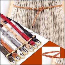 Belts & Aessoriesbelts Fashion Weave Belt For Women Vintage Pin Buckle Pu Leather Waistband Solid Color Rope Braid Ladies Dress Aessories Dr