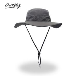 Summer Boonie Bucket Hats For Mens Fisherman Hats With Wide Brim Sun Fishing Bucket Hat Breathable mesh polyester quick cut