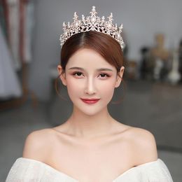 Baroque Luxury Rose Gold Crystal Pearls Bridal Tiaras Crown Rhinestone Pageant Diadem Headbands 2021 Wedding Hair Jewellery