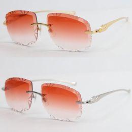 SERIES Large Square Rimless Metal Sunglasses 18K Gold frame Eyewear lunettes Male and female Driving Glasses Cut top Lens