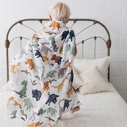 Active Print born 47 x 47 Inch Baby Muslin Swaddle Blankets Bamboo Cotton Infant Bath Towel Wrap 210823