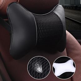 Seat Cushions 1pair PU Leather Knitted Car Pillows Headrest Neck Rest Cushion Support Accessories Auto Safety Pillow Universal 4 Colours