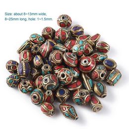 50pcs Retro Prayer Nepal Beads Handmade Red Coral Tibetan Loose Beads For Jewellery Making DIY Necklaces Bracelets 8~25x8~13mm F70 T200730
