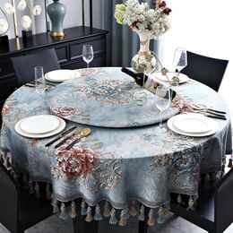 Table de table de table de luxe de style européen / nappe carrée avec couvercle brodé de gland pour décor de mariage rond chinois