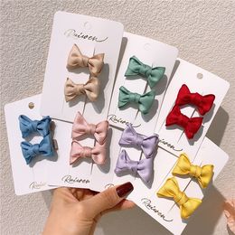 1 Pair New Korea Fashion Children's Hairpins Hair Accessories Sweet Girl Baby Simple Cute Fabric Bow Tie Duckbill Clip Headdress