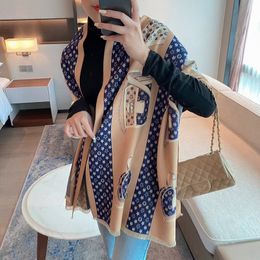 2021 Winter Scarf Women Cashmere Lady Stoles Design Print Female Warm Shawls and Wraps Thick Reversible Scarves Blanket 5AAAAA