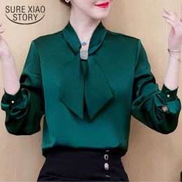 Fashion Ribbon Top Blouses Spring Autumn OL Style Shirt Elegant Women Long Sleeve Blouse Blusas 10317 210528