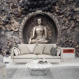 3D Estatua de Buda Hippy Zen Mural Papel Pintado Salón Dormitorio Salón