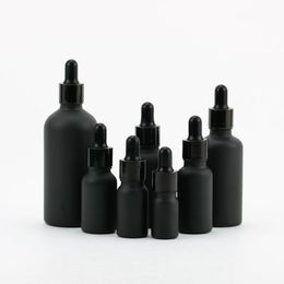 Frosting Black Bottle Glass Dropper Bottling Of Perfume Mug Lotion Perfume Cup Rubber Head Flat Filter Plug SN3750