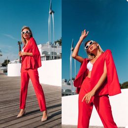 Red Carpet Celebrity Women Evening Suit Long Sleeve Mother of Bride Dress Party Prom Wear Pants Outfit 2 pcs