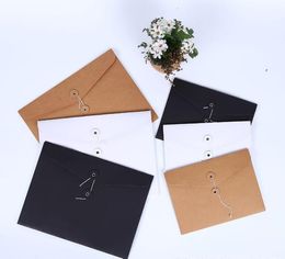 Brown Kraft Paper A5/A4 Document Holder File Storage Bag Pocket Envelope with Storage String Lock Office Supply Pouch SN2361