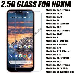 Whole sale 2.5D 0.33mm Tempered Glass Phone Screen Protector For NOKIA 5.1 5.3 5.4 6 6.1 6.2 7 7.1 7.2 8 8.1 8.3 Plus 5G Sirocco