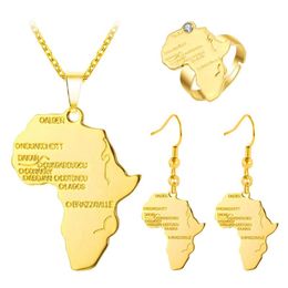 Earrings & Necklace Trendy Jewelry Accessories Africa Map Set Pendant Necklaces Gold Color Of African Congo Sets