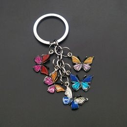 Random 5 Colours New Colourful Enamel Butterfly Keychain Insects Car Key Women Bag Accessories Jewellery Gifts