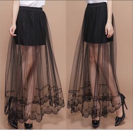 Summer Women Sexy Lace Skirts Womens Fashion Long Section Skirt Tulle Black and White Skirt xxl 4xl 6xl