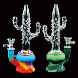 Hookahs Cactus Shape Water Glass Body Hookah Smoking Accessories with Silicone Bottom Shisha Dab Rig