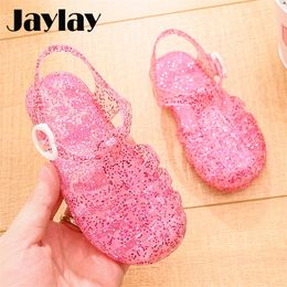 Children Summer Shoes Toddler Crystal Rhinestones Sandals Closed Toe Anti-Slip Cosplay Dance Slippers Girls Party Princess Shoes 210226