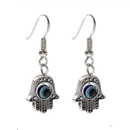 20Pair Alloy Dangle Earrings, 35x12.8mm Antique silver Fatima Hand EVIL EYE & Fishhook Ear Wire For Men And Women Jewellery Fashion Accessories