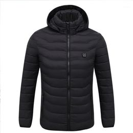 Outdoor T-Shirts 2021 8 Areas Hooded Heated Jacket Vest USB Electric Mens Hunting Winter Warm Coat Thermal Heating Hiking