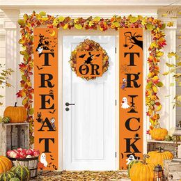 3pcs Couplet Trick Or Treat Witch Ghost Halloween Door Banner Hanging Flag Horror Props Festival Decoration For Home