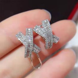 Women's classic fashion X-shaped cubic zircon earrings S925 sterling silver original luxury brand high-quality jewelry gift