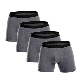 Underpants Male Long 4Pcs/lot Men Boxers Underwear Cotton Man Boxershorts Breathable Solid Boxers Gay Underwear cueca boxer H1214