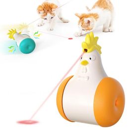 Cat Toys Cats Tumbler Toy Cartoon Chick Shape Calling Squeaking USB Charging Infrared Light Tease Interactive