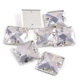 AAAAA Square Shape All Sizes Crystal Sew On Rhinestones Glass Flatback Sewing Crystal Stones For Wedding Dress