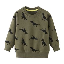Jumping Metres Dinosaurs Sweatshirts Autumn Boys Brand Clothes Children Hoodies boy cotton animal print Kids 210529