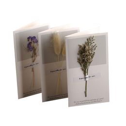 Dried Flowers Gift Romantic Birthday Invitations Creative Wedding Greeting Cards Anniversary Paper Valentine