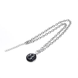 Original Black 8 Zircon Diamond Necklace Hip-Hop Niche Collarbone Chain Men's Titanium Steel Fashion All-Match Jewelry