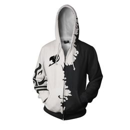 New Fairy Tail 3D Printed Hoodies Zipper Anime Style Hooded Sweatshirt Men Women Cosplay Pullover Fashion Hoodie Outerwear Coat 201112