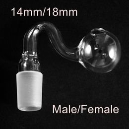 Clear Spherical Pyrex Glass Oil Burner Pipes 14mm 18mm Male Female Joint Glass Tube Thick Pipe Smoking Accessories Hand Pipes